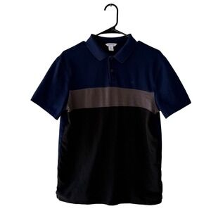Calvin Klein Men's Navy‎ Gray Black Colorblock Short Sleeve Polo Shirt M
